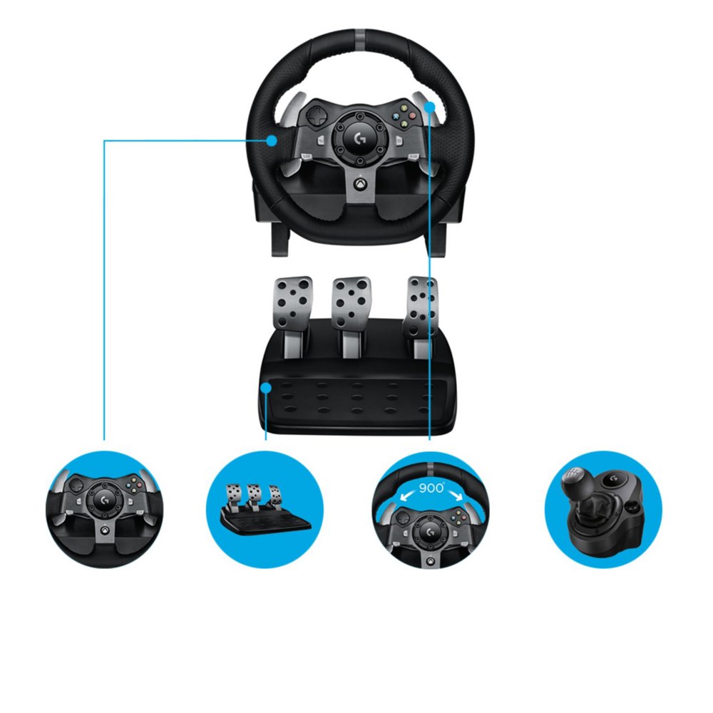 Logitech G920 Driving Force | Racestuur en pedalen | Force Feedback | 900° rotatie | USB 2.0 | Compatibel met Xbox Series X|S, Xbox One en PC | Zwart 5 Logitech G920 Driving Force | Racestuur en pedalen | Force Feedback | 900° rotatie | USB 2.0 | Compatibel met Xbox Series X|S, Xbox One en PC | Zwart - Afbeelding 5