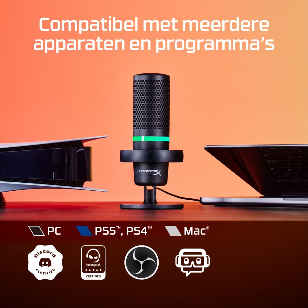 HyperX DuoCast | USB-microfoon | RGB-verlichting | Voor pc en console | Zwart 11 HyperX DuoCast | USB-microfoon | RGB-verlichting | Voor pc en console | Zwart - Afbeelding 11