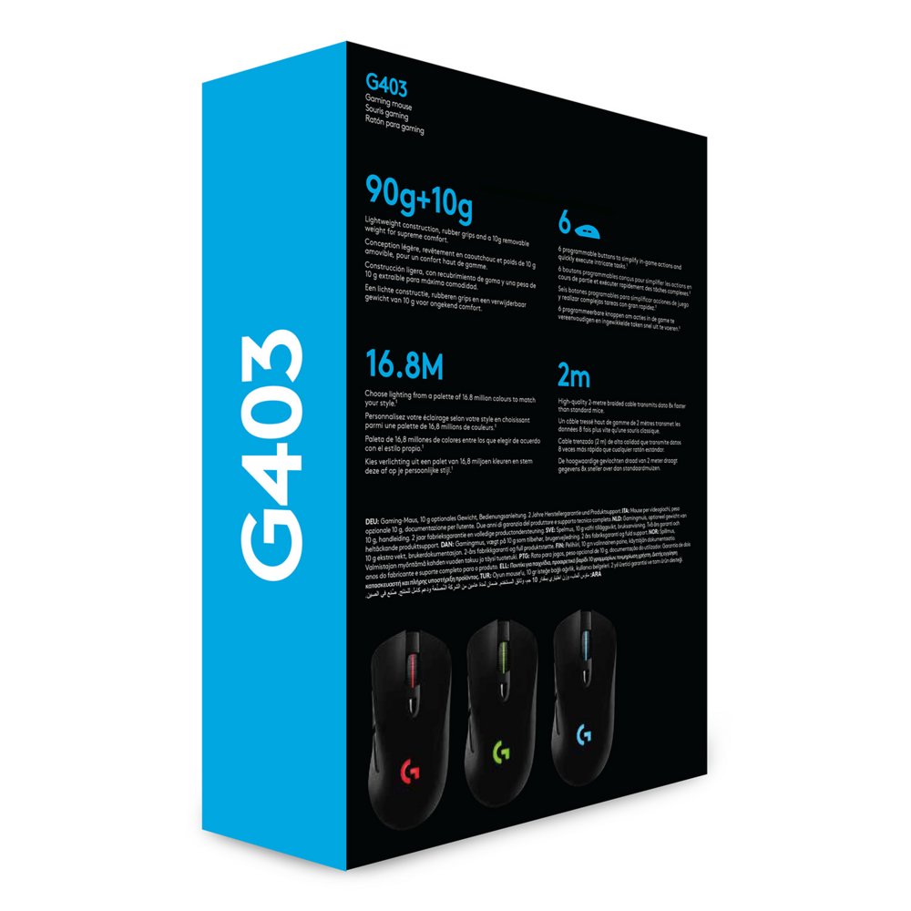 Logitech G403 Hero | Draadloze Gaming Muis | Rechtshandig | RF | 25600 DPI | Zwart 15 Logitech G403 Hero | Draadloze Gaming Muis | Rechtshandig | RF | 25600 DPI | Zwart - Afbeelding 15