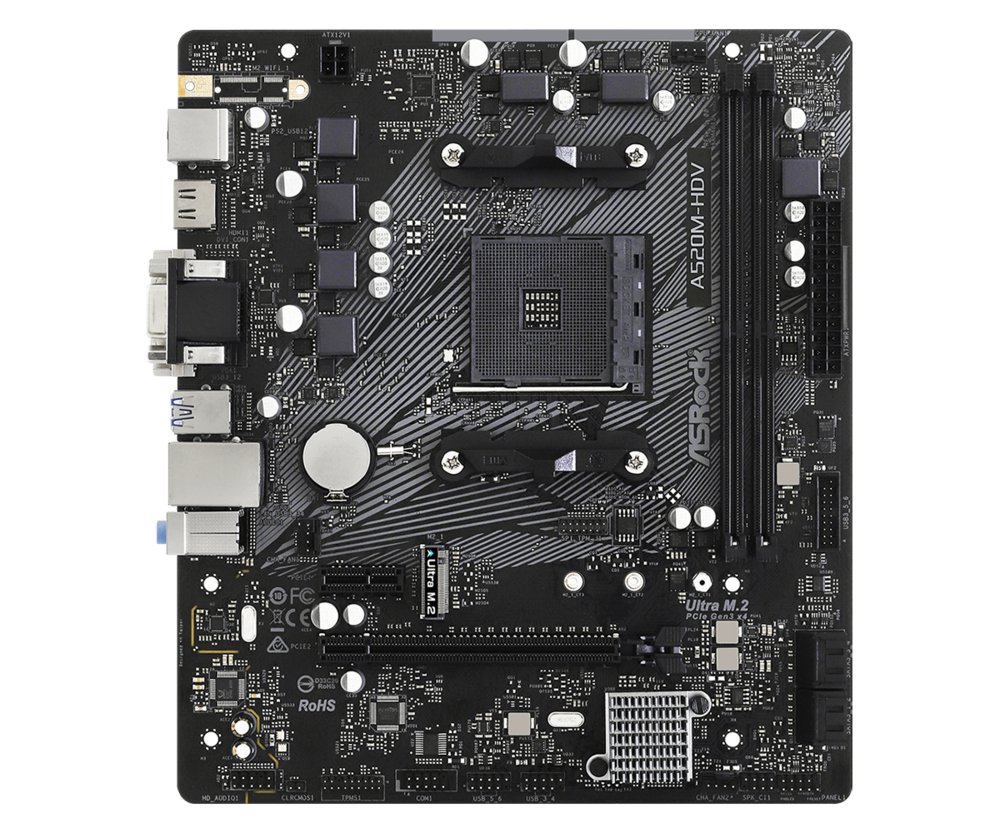 Asrock A520M-HDV | Socket AM4 | AMD A520 | 2xDDR4 | Micro-ATX | Moederbord 2 Asrock A520M-HDV | Socket AM4 | AMD A520 | 2xDDR4 | Micro-ATX | Moederbord - Afbeelding 2