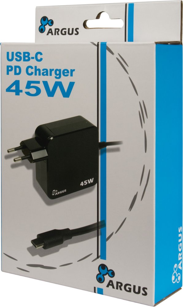 Inter-Tech Argus PD-2045 | Universele USB-C Oplader 45W | Zwart | Met Geïntegreerde Kabel 2 Inter-Tech Argus PD-2045 | Universele USB-C Oplader 45W | Zwart | Met Geïntegreerde Kabel - Afbeelding 2