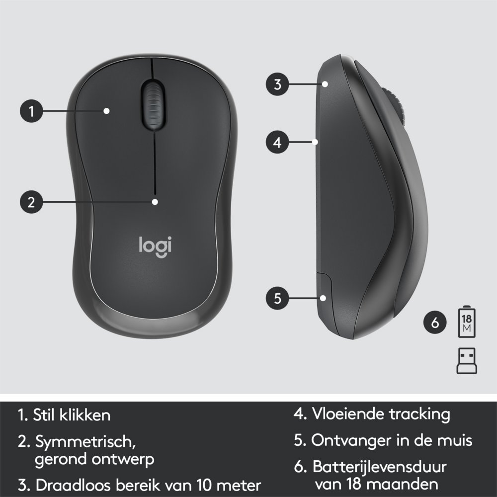 Logitech MK295 Silent | Draadloze Muis en Toetsenbordcombo | QWERTY 12 Logitech MK295 Silent | Draadloze Muis en Toetsenbordcombo | QWERTY - Afbeelding 12