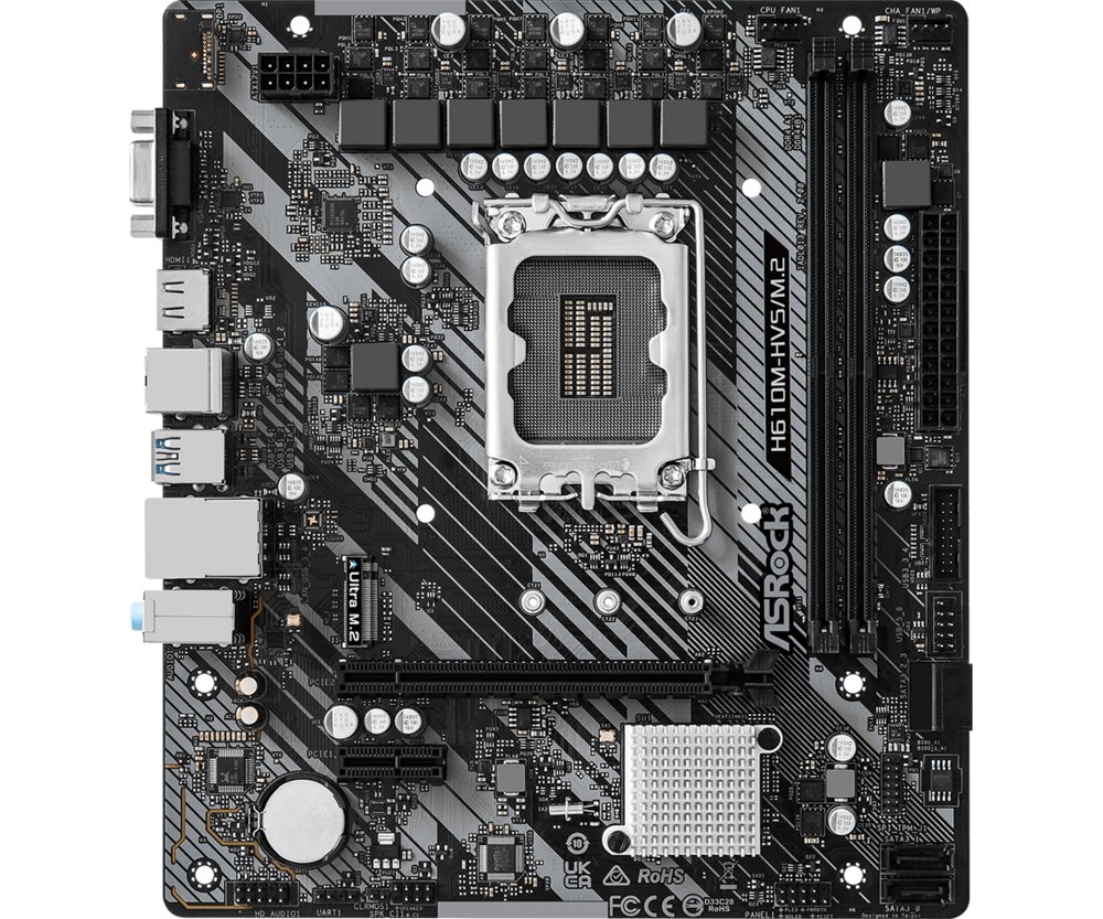 Asrock H610M-HVS/M.2 R2.0 | Socket LGA 1700 | Intel H610 | 4xDDR4 | Micro-ATX | Moederbord 2 Asrock H610M-HVS/M.2 R2.0 | Socket LGA 1700 | Intel H610 | 4xDDR4 | Micro-ATX | Moederbord - Afbeelding 2