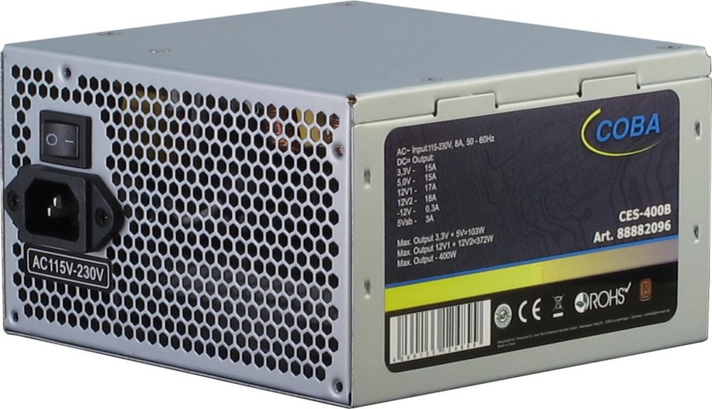 Inter-Tech Coba CES-400B | 400 Watt ATX PSU | Niet-Modulair | Power Supply | Voeding 1 Inter-Tech Coba CES-400B | 400 Watt ATX PSU | Niet-Modulair | Power Supply | Voeding