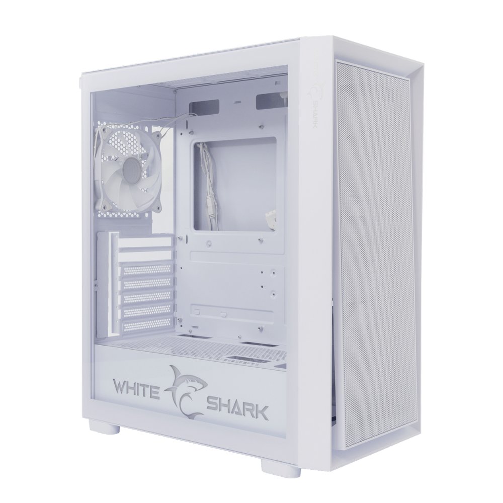 White Shark WARHEAD | Midi Tower Case | Inclusief 4 RGB Fans | Wit 2 White Shark WARHEAD | Midi Tower Case | Inclusief 4 RGB Fans | Wit - Afbeelding 2