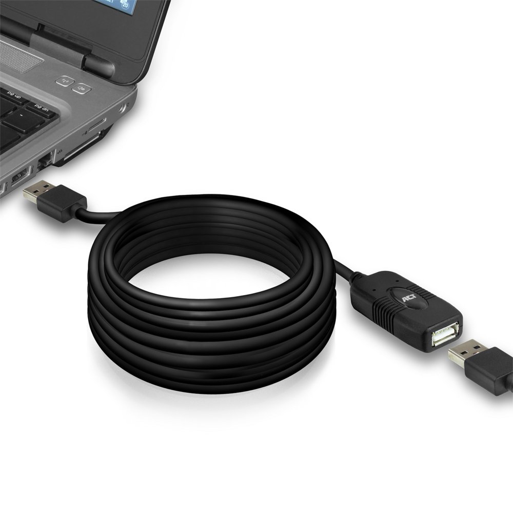 ACT AC6010 | USB 2.0 Signaalversterker | USB-A naar USB-A | 10m | Zwart 3 ACT AC6010 | USB 2.0 Signaalversterker | USB-A naar USB-A | 10m | Zwart - Afbeelding 3