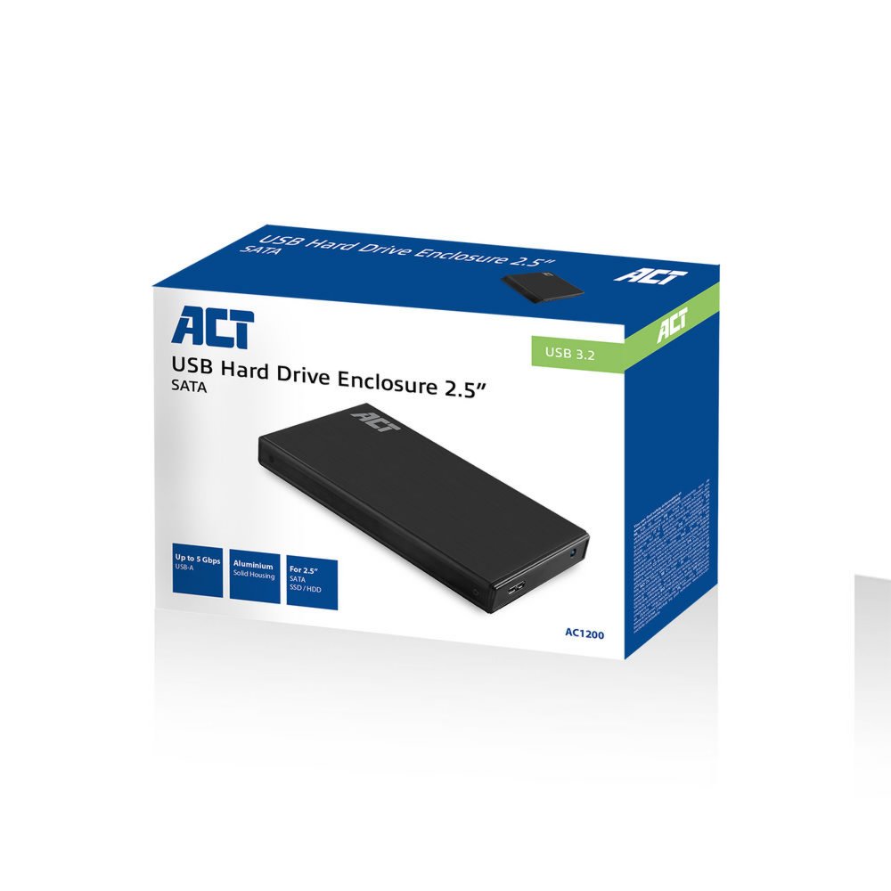 ACT AC1200 | USB 3.0 2.5" HDD/SSD Behuizing | Zwart | Opslagstations 2 ACT AC1200 | USB 3.0 2.5" HDD/SSD Behuizing | Zwart | Opslagstations - Afbeelding 2