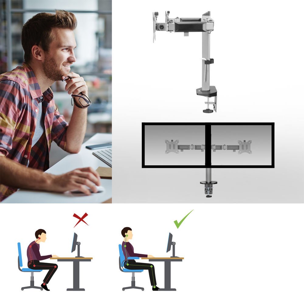 ACT AC8336 | Verstelbare Monitor-bureaubeugel | Tot 32" | Max 9kg | VESA 100x100 | 2 Monitoren 7 ACT AC8336 | Verstelbare Monitor-bureaubeugel | Tot 32" | Max 9kg | VESA 100x100 | 2 Monitoren - Afbeelding 7