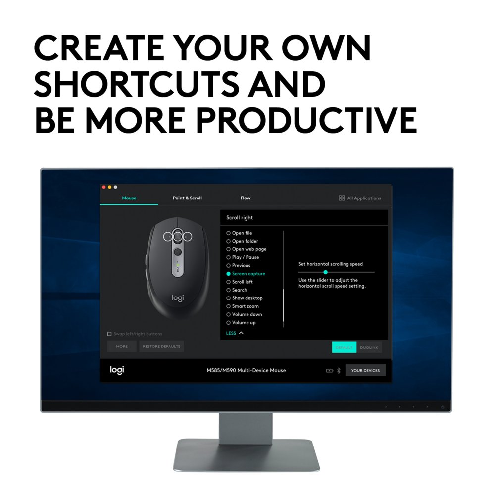 Logitech M590 Multi-Device Silent | Draadloze Muis | Rechtshandig | RF + Bluetooth | 1000 DPI | Zwart 7 Logitech M590 Multi-Device Silent | Draadloze Muis | Rechtshandig | RF + Bluetooth | 1000 DPI | Zwart - Afbeelding 7