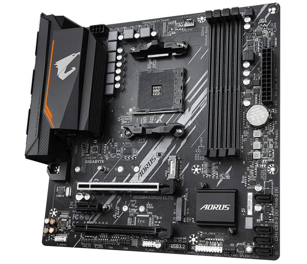 Gigabyte B550M AORUS ELITE | Socket AM4 | AMD B550 | 4xDDR4 | Micro-ATX | Moederbord 4 Gigabyte B550M AORUS ELITE | Socket AM4 | AMD B550 | 4xDDR4 | Micro-ATX | Moederbord - Afbeelding 4