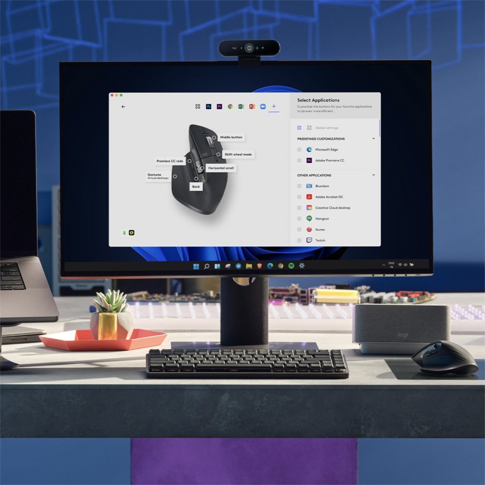 Logitech MX Master 3S | Draadloze Muis | RF-Draadloos + Bluetooth | 8000 DPI | Grafiet 4 Logitech MX Master 3S | Draadloze Muis | RF-Draadloos + Bluetooth | 8000 DPI | Grafiet - Afbeelding 4