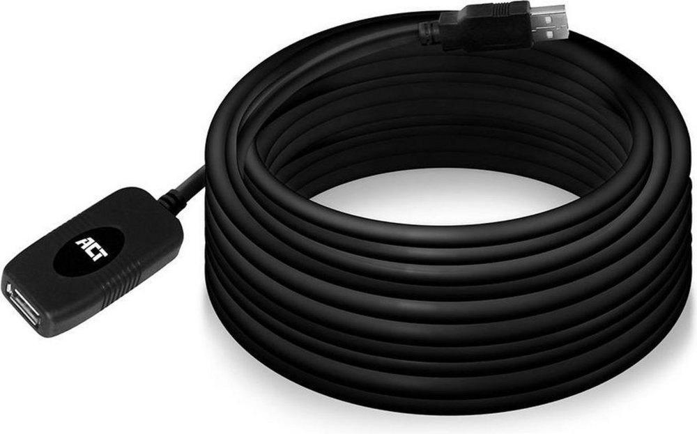 ACT AC6010 | USB 2.0 Signaalversterker | USB-A naar USB-A | 10m | Zwart 1 ACT AC6010 | USB 2.0 Signaalversterker | USB-A naar USB-A | 10m | Zwart
