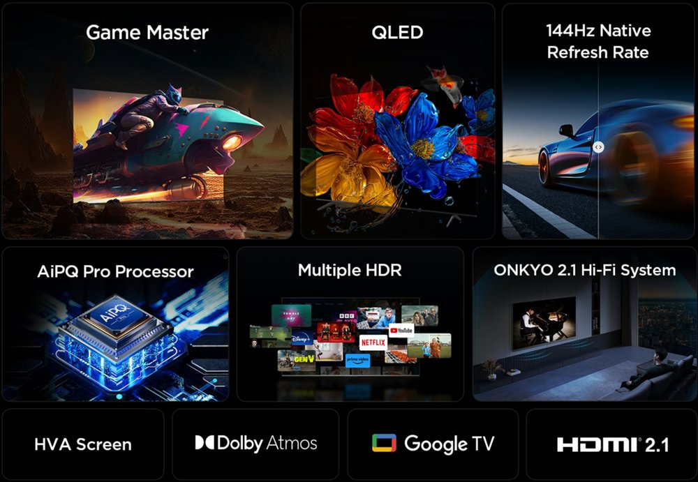 TCL 55T8C | 55" 4K Ultra HD QLED Smart TV | 120Hz | Google TV + Wifi | Dolby Vision & HDR10+ | HDMI 2.1 (2025) 3 TCL 55T8C | 55" 4K Ultra HD QLED Smart TV | 120Hz | Google TV + Wifi | Dolby Vision & HDR10+ | HDMI 2.1 (2025) - Afbeelding 3