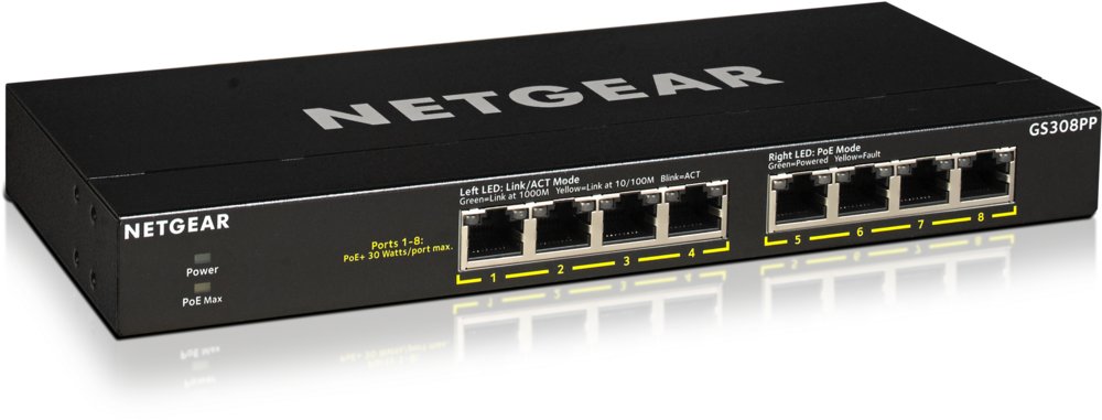 Netgear GS308PP-100EUS | Unmanaged Switch | 8 Poorten | Gigabit Ethernet (10/100/1000 Mbps) | PoE+ (83W) | FlexPoE | Zwart 1 Netgear GS308PP-100EUS | Unmanaged Switch | 8 Poorten | Gigabit Ethernet (10/100/1000 Mbps) | PoE+ (83W) | FlexPoE | Zwart