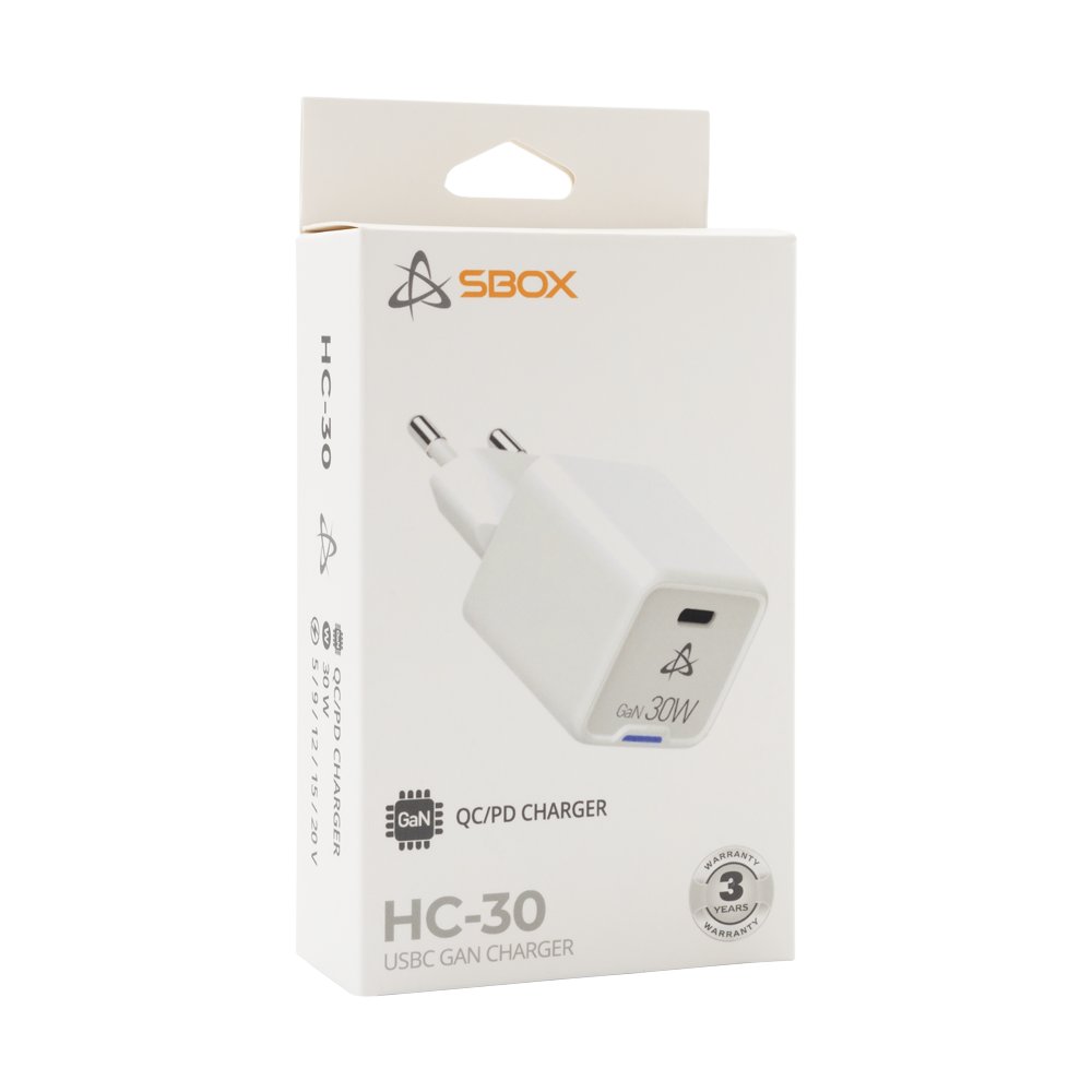 SBOX USB Oplader HC-30 | 30W GaN | USB Type-C | Wit 4 SBOX USB Oplader HC-30 | 30W GaN | USB Type-C | Wit - Afbeelding 4