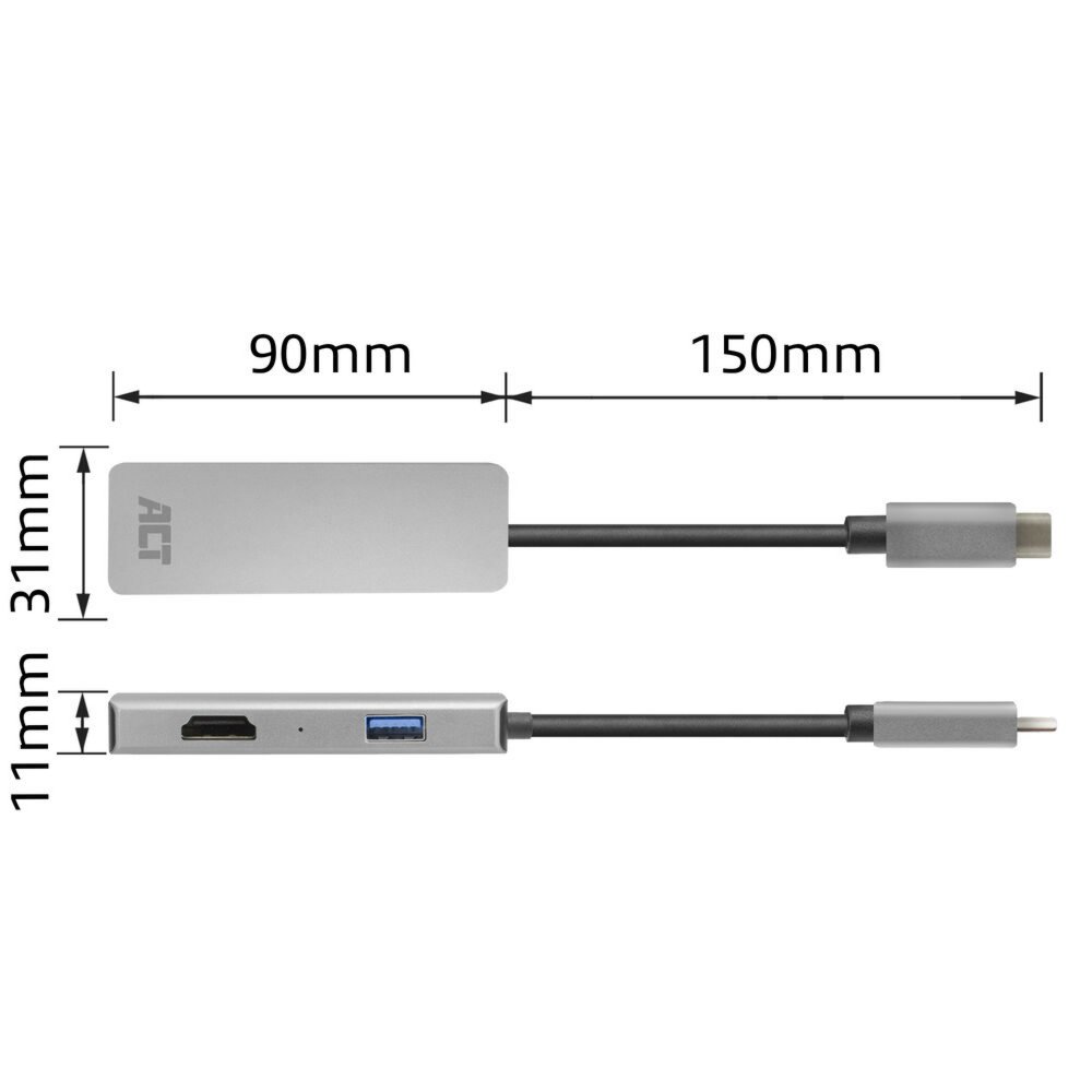 ACT AC7013 | Docking Station & Poortreplicator | USB-C 3.2 Gen 1 | Zwart/Grijs 6 ACT AC7013 | Docking Station & Poortreplicator | USB-C 3.2 Gen 1 | Zwart/Grijs - Afbeelding 6