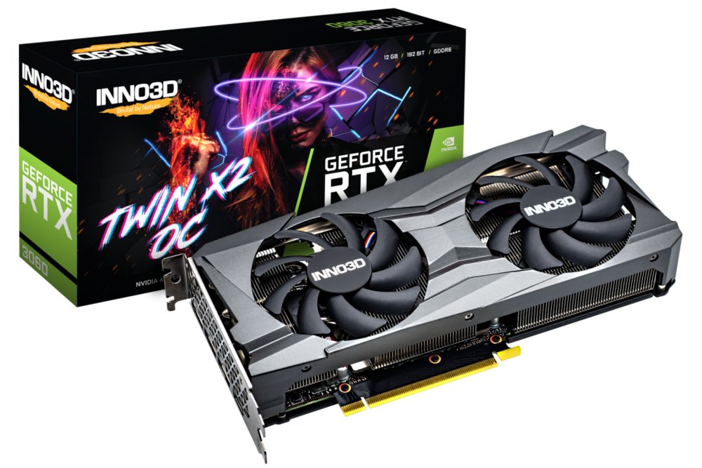 Inno3D GeForce RTX 3060 TWIN X2 OC LHR | 12GB GDDR6 VRAM | Videokaart | GPU | Nvidia 2 Inno3D GeForce RTX 3060 TWIN X2 OC LHR | 12GB GDDR6 VRAM | Videokaart | GPU | Nvidia - Afbeelding 2