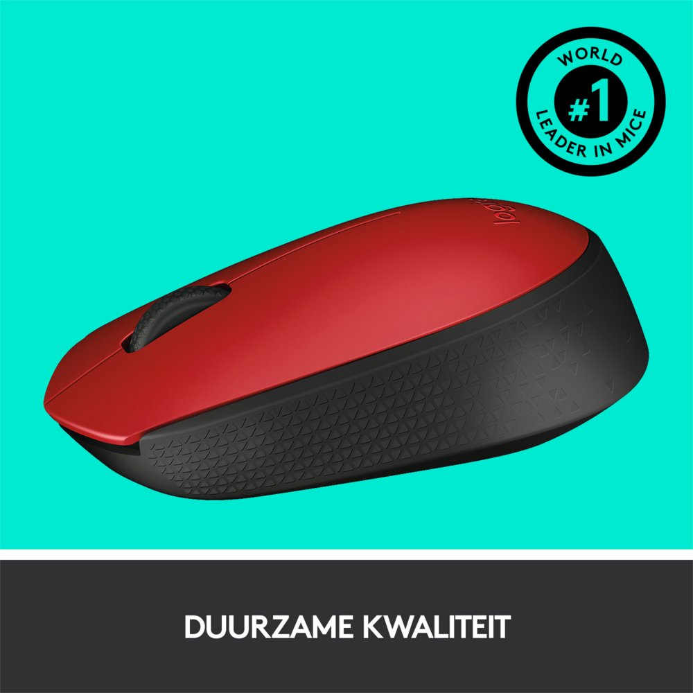 Logitech M171 | Draadloze Muis | Links- en Rechtshandig | RF | 1000 DPI | Rood/Zwart 6 Logitech M171 | Draadloze Muis | Links- en Rechtshandig | RF | 1000 DPI | Rood/Zwart - Afbeelding 6