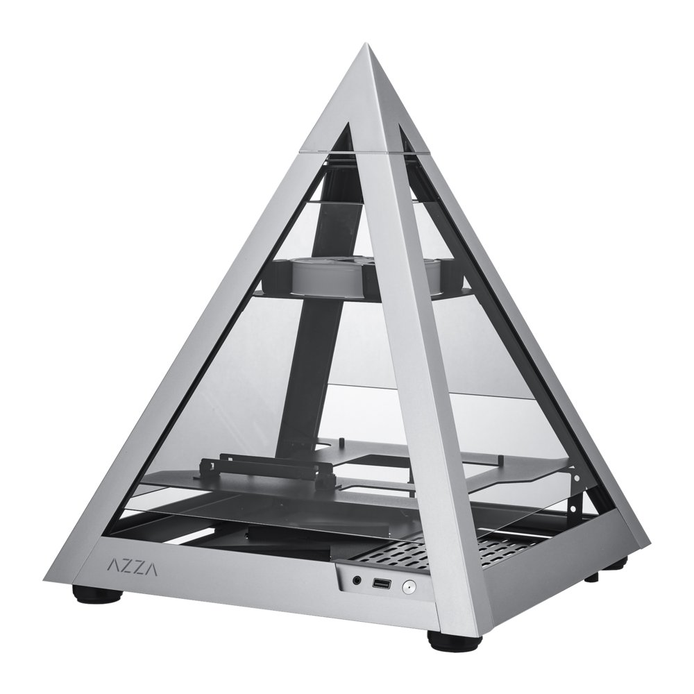 Azza Pyramid Mini | Mini-ITX Case | Grijs/Zwart 2 Azza Pyramid Mini | Mini-ITX Case | Grijs/Zwart - Afbeelding 2