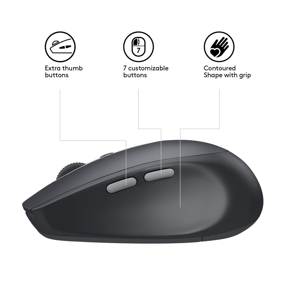 Logitech M590 Multi-Device Silent | Draadloze Muis | Rechtshandig | RF + Bluetooth | 1000 DPI | Zwart 5 Logitech M590 Multi-Device Silent | Draadloze Muis | Rechtshandig | RF + Bluetooth | 1000 DPI | Zwart - Afbeelding 5