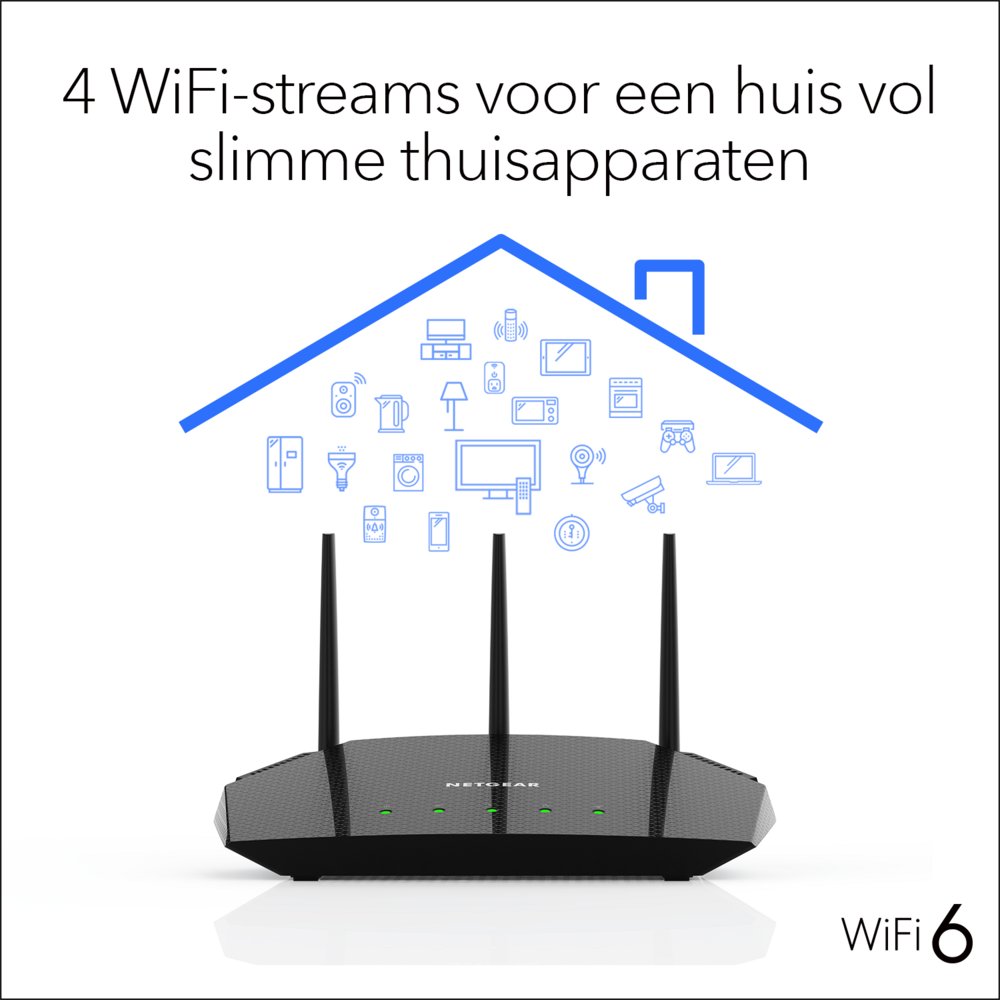 NETGEAR Nighthawk 4-Stream AX1800 | Wifi 6 Router | Gigabit Ethernet Dual-band (2.4 GHz / 5 GHz) | 1200Mbit/s 7 NETGEAR Nighthawk 4-Stream AX1800 | Wifi 6 Router | Gigabit Ethernet Dual-band (2.4 GHz / 5 GHz) | 1200Mbit/s - Afbeelding 7