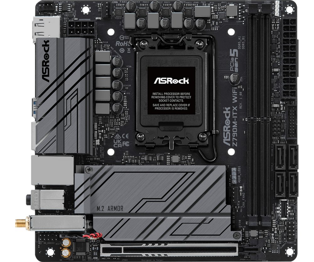 Asrock Z790M-ITX WiFi | Socket LGA 1700 | Intel Z790 | 2xDDR5 | Mini-ITX | Moederbord 1 Asrock Z790M-ITX WiFi | Socket LGA 1700 | Intel Z790 | 2xDDR5 | Mini-ITX | Moederbord