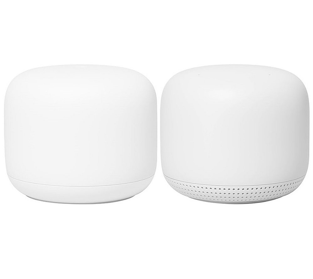 Google Nest Wifi (2‑pack) | Wifi 5 | Mesh Wifi-systeem | Gigabit Ethernet | Dual-band (2,4 GHz / 5 GHz) | ~2200 Mbit/s 1 Google Nest Wifi (2‑pack) | Wifi 5 | Mesh Wifi-systeem | Gigabit Ethernet | Dual-band (2