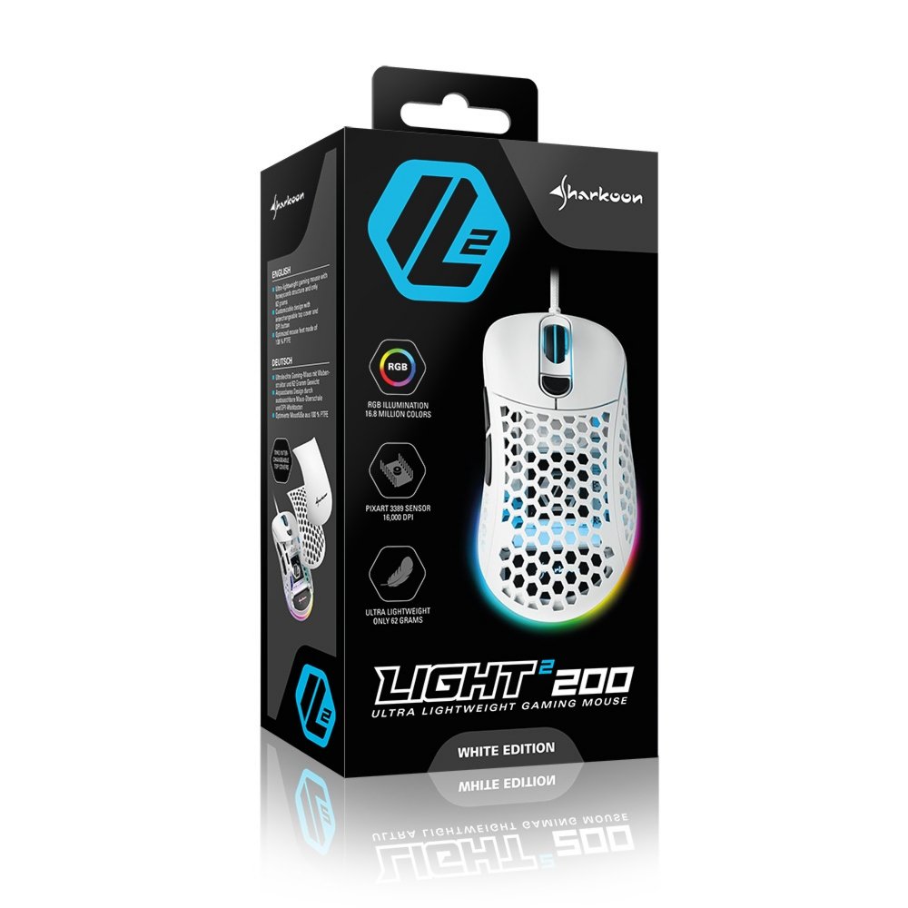 Sharkoon Light² 200 | Bekabelde Gaming Muis | Links- en Rechtshandig | USB-A | 16000 DPI | Wit 9 Sharkoon Light² 200 | Bekabelde Gaming Muis | Links- en Rechtshandig | USB-A | 16000 DPI | Wit - Afbeelding 9