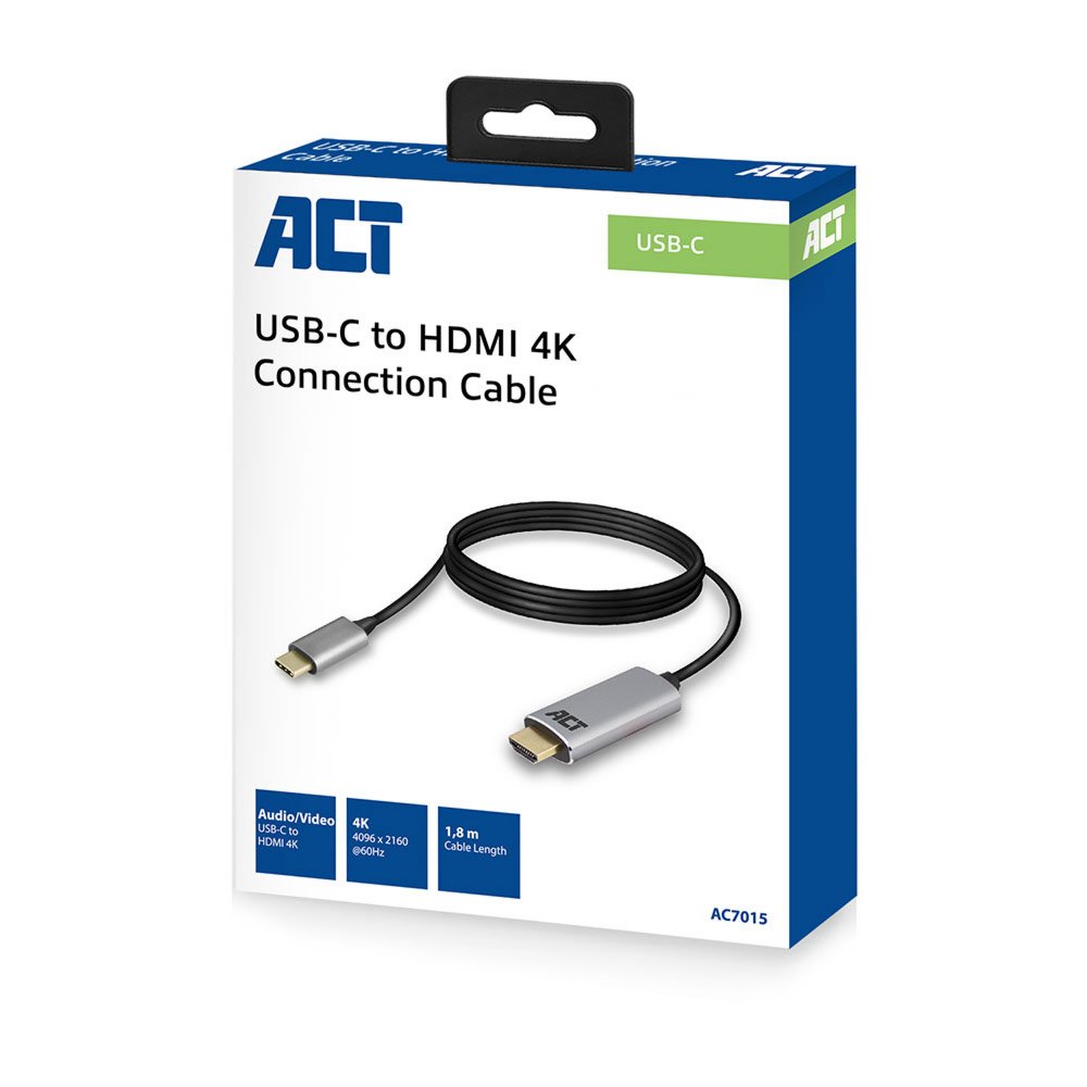 ACT AC7015 | USB-C naar HDMI kabel | 1,8 meter 4 ACT AC7015 | USB-C naar HDMI kabel | 1,8 meter - Afbeelding 4
