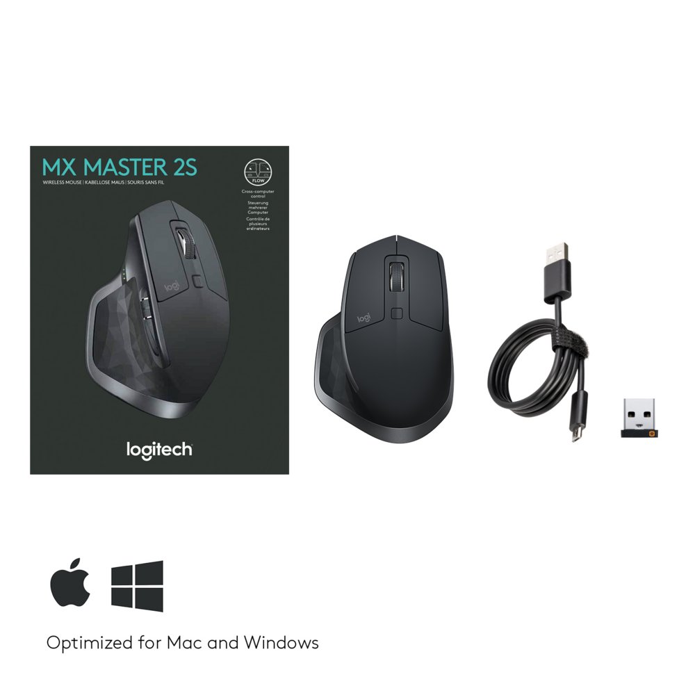 Logitech MX Master 2S | Draadloze Muis | Rechtshandig | RF + Bluetooth | 4000 DPI | Grafiet 8 Logitech MX Master 2S | Draadloze Muis | Rechtshandig | RF + Bluetooth | 4000 DPI | Grafiet - Afbeelding 8