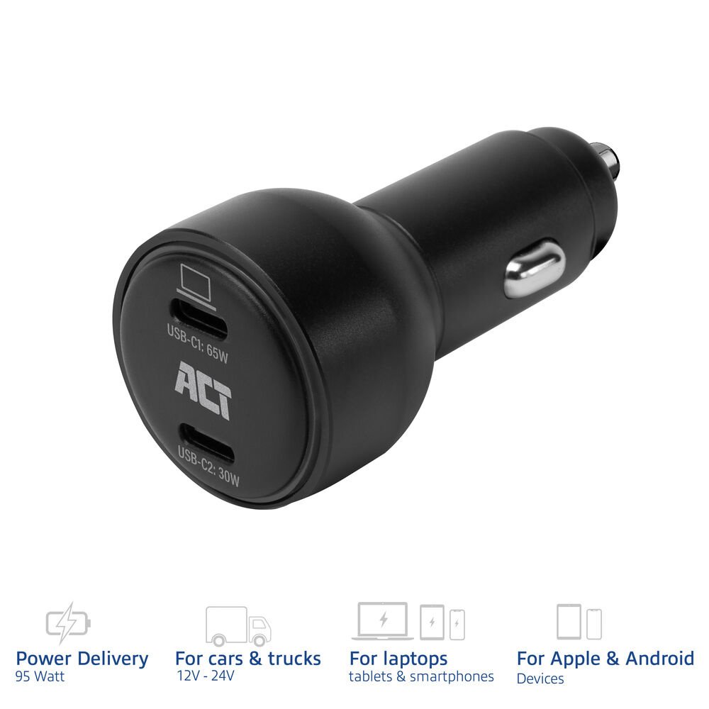 ACT AC2210 | 2 Poorts USB-C Autolader 95W | Power Delivery PPS & Quick Charge 5 | GaNFast 4 ACT AC2210 | 2 Poorts USB-C Autolader 95W | Power Delivery PPS & Quick Charge 5 | GaNFast - Afbeelding 4