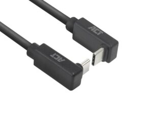 ACT AC7478 | USB 3.2 Gen 2 Kabel | USB-C (haaks boven/beneden) naar USB-C (haaks boven/beneden) | 60W | 10Gbps | 2m | Zwart