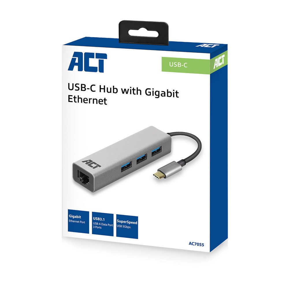 ACT AC7055 | 3-Poorts USB-C 3.2 (USB 3.0) Hub | Gigabit Ethernet Poort 3 ACT AC7055 | 3-Poorts USB-C 3.2 (USB 3.0) Hub | Gigabit Ethernet Poort - Afbeelding 3
