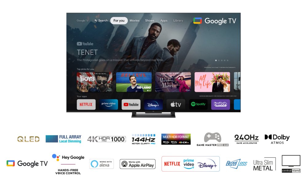 TCL 55C749 | 55'' Ultra HD 4K | QLED Smart TV | Wifi | Google TV | Local Dimming | Dolby Vision | 144Hz 3 TCL 55C749 | 55'' Ultra HD 4K | QLED Smart TV | Wifi | Google TV | Local Dimming | Dolby Vision | 144Hz - Afbeelding 3