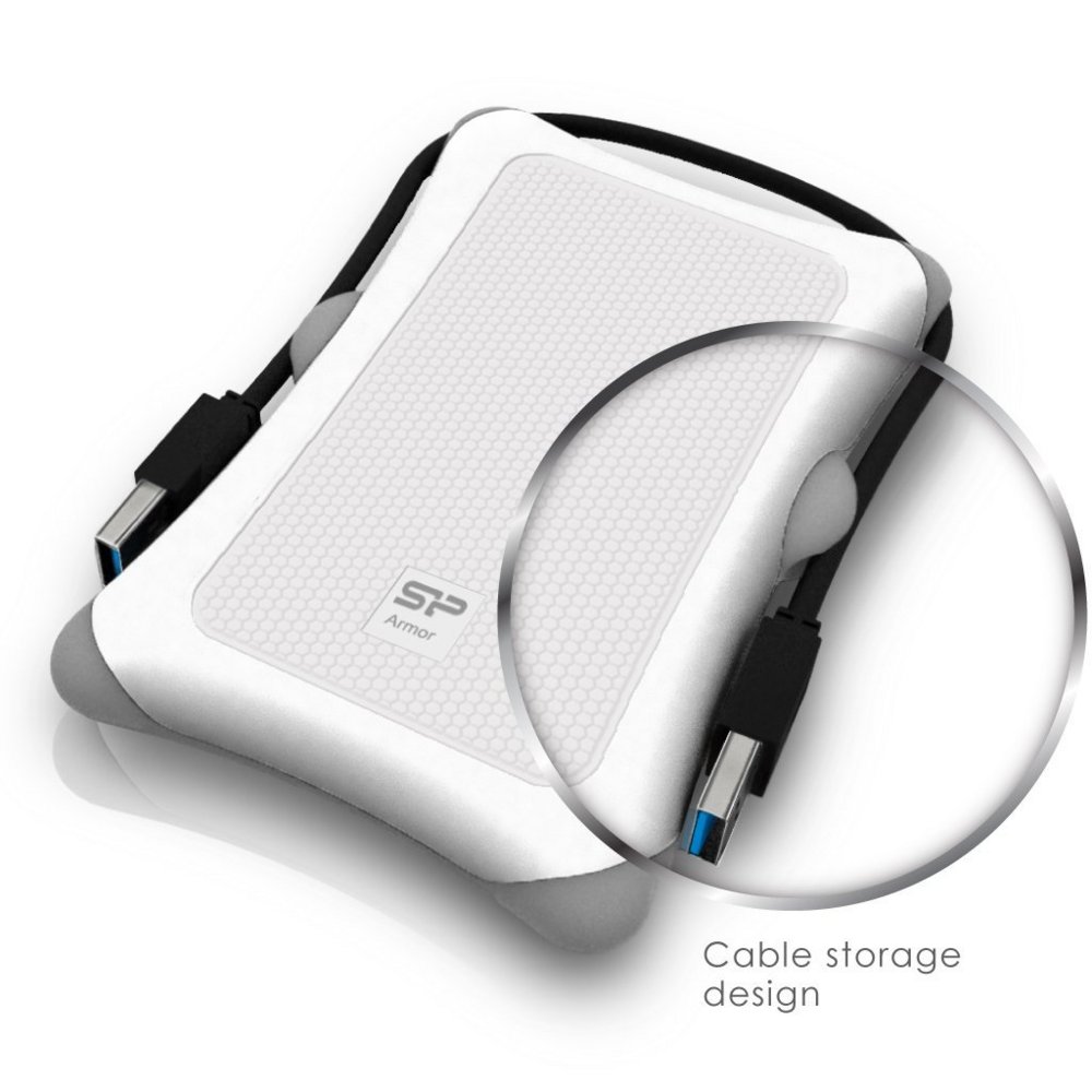 Silicon Power Armor A30 | 2TB Rugged Portable Hard Drive | Schokbestendig (MIL-STD-810G) | USB 3.2 Gen 1 (USB 3.0) | Wit/Grijs 2 Silicon Power Armor A30 | 2TB Rugged Portable Hard Drive | Schokbestendig (MIL-STD-810G) | USB 3.2 Gen 1 (USB 3.0) | Wit/Grijs - Afbeelding 2