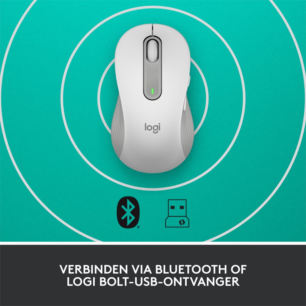 Logitech Signature M650 | Draadloze Muis | Linkshandig | RF + Bluetooth | 2000 DPI | Wit 10 Logitech Signature M650 | Draadloze Muis | Linkshandig | RF + Bluetooth | 2000 DPI | Wit - Afbeelding 10