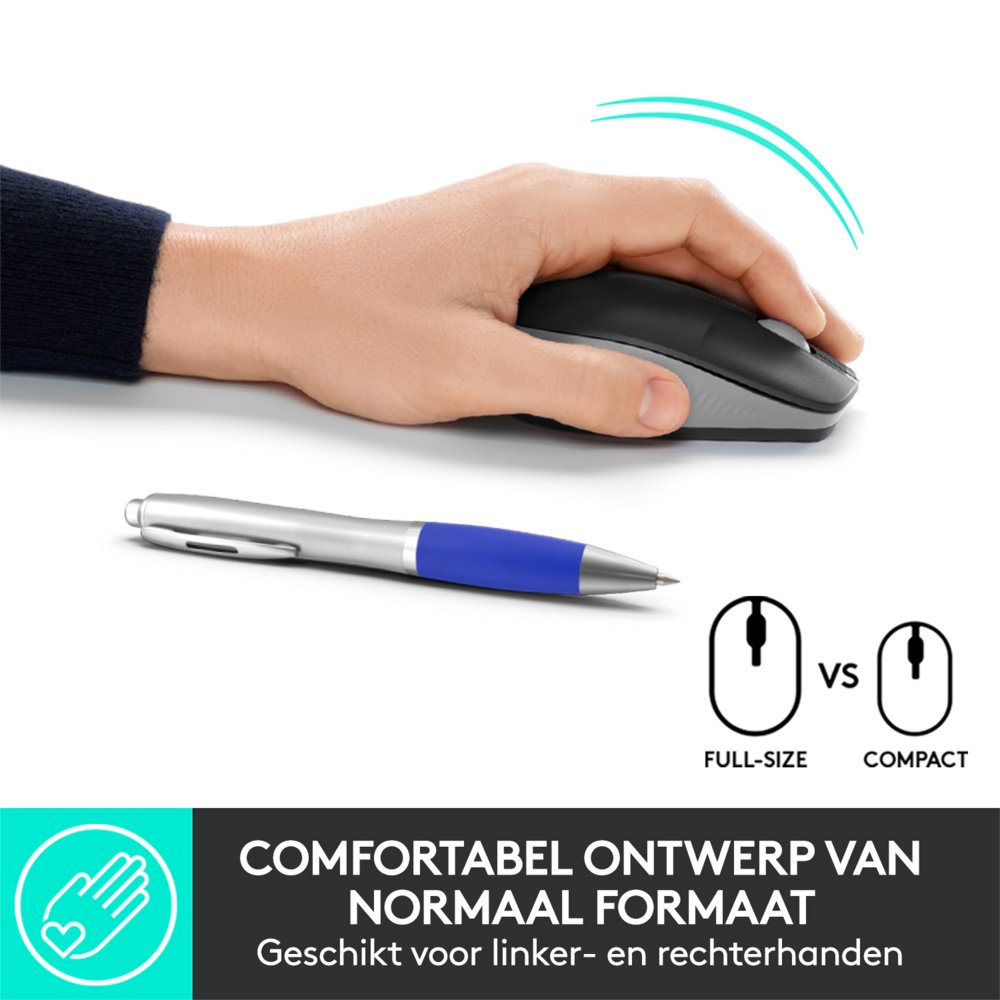 Logitech M190 | Draadloze Muis | Links- en Rechtshandig | RF | 1000 DPI | Grijs 5 Logitech M190 | Draadloze Muis | Links- en Rechtshandig | RF | 1000 DPI | Grijs - Afbeelding 5