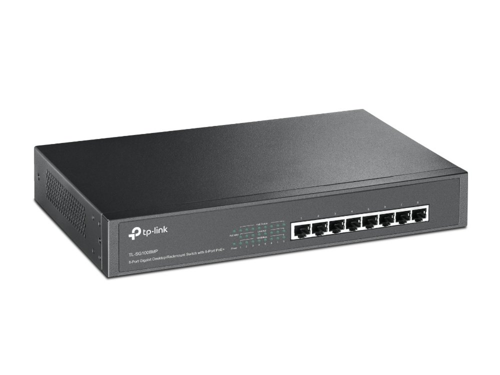 TP-Link TL-SG1008MP | Unmanaged Switch | 8 Poorten | Gigabit Ethernet (10/100/1000 Mbps) | PoE | Zwart 2 TP-Link TL-SG1008MP | Unmanaged Switch | 8 Poorten | Gigabit Ethernet (10/100/1000 Mbps) | PoE | Zwart - Afbeelding 2