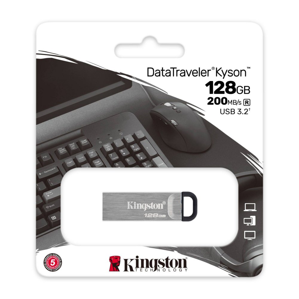 Kingston DataTraveler Kyson | 128GB USB-A 3.2 Flash Drive | Zilver 4 Kingston DataTraveler Kyson | 128GB USB-A 3.2 Flash Drive | Zilver - Afbeelding 4