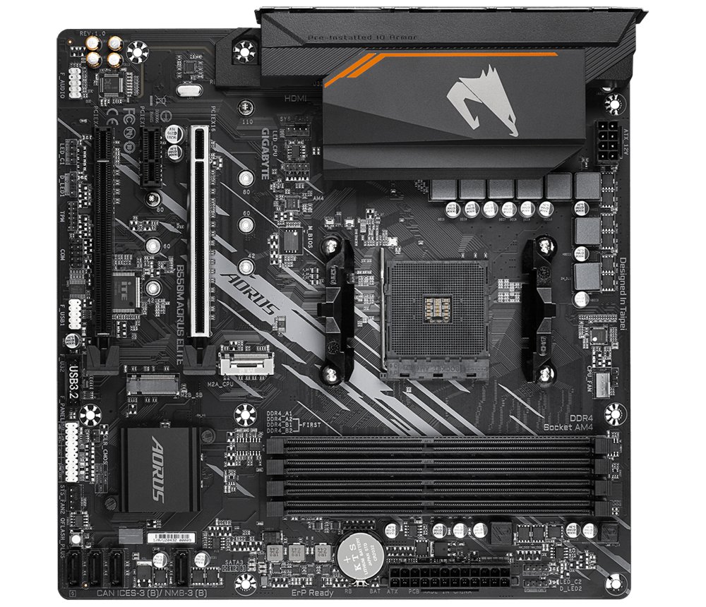 Gigabyte B550M AORUS ELITE | Socket AM4 | AMD B550 | 4xDDR4 | Micro-ATX | Moederbord 2 Gigabyte B550M AORUS ELITE | Socket AM4 | AMD B550 | 4xDDR4 | Micro-ATX | Moederbord - Afbeelding 2