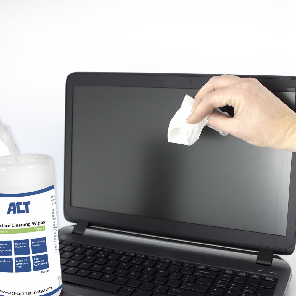 ACT AC9515 Schoonmaakdoekjes voor Beeldschermen | 100 stuks 2 ACT AC9515 Schoonmaakdoekjes voor Beeldschermen | 100 stuks - Afbeelding 2