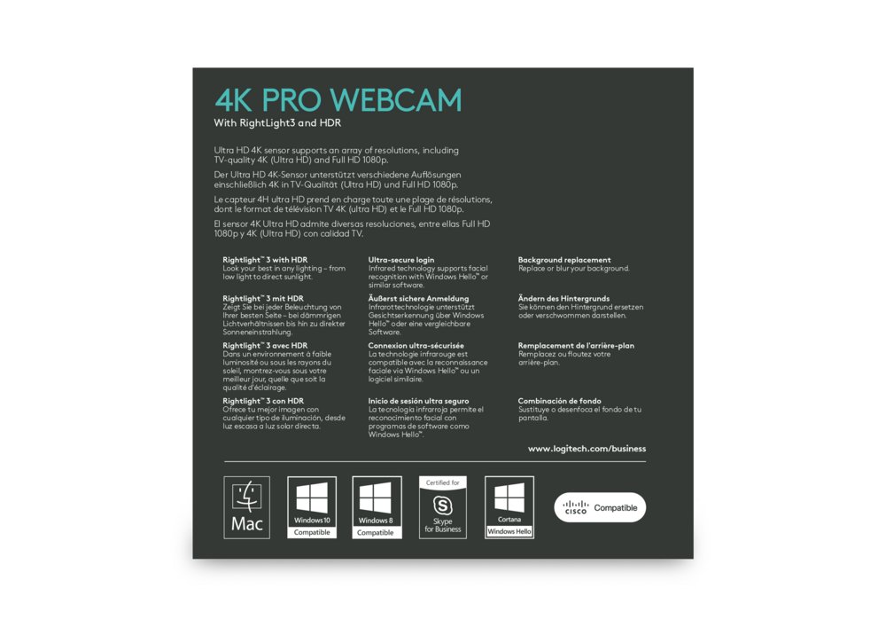 Logitech Brio Ultra HD Pro Zakelijk | 4K 30FPS USB Webcam met Microfoon 9 Logitech Brio Ultra HD Pro Zakelijk | 4K 30FPS USB Webcam met Microfoon - Afbeelding 9