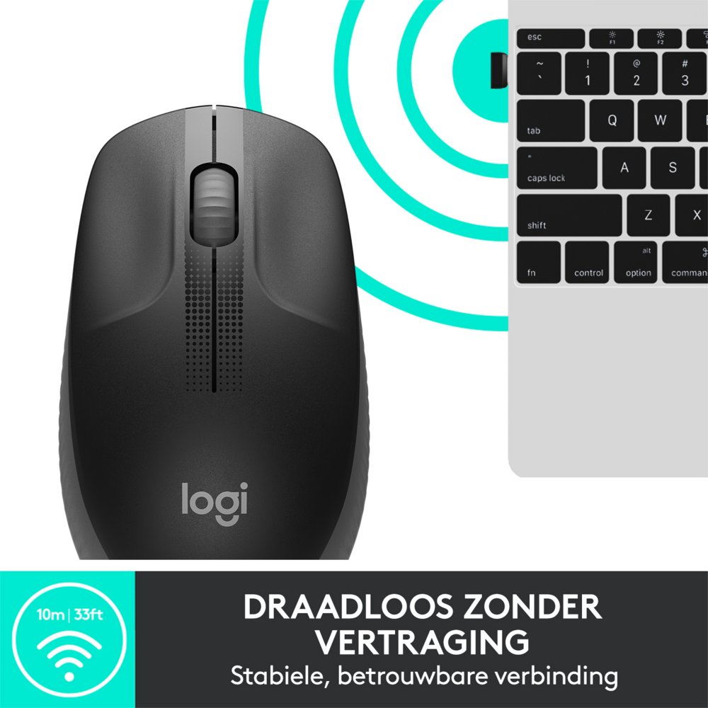 Logitech M190 | Draadloze Muis | Links- en Rechtshandig | RF | 1000 DPI | Zwart 7 Logitech M190 | Draadloze Muis | Links- en Rechtshandig | RF | 1000 DPI | Zwart - Afbeelding 7