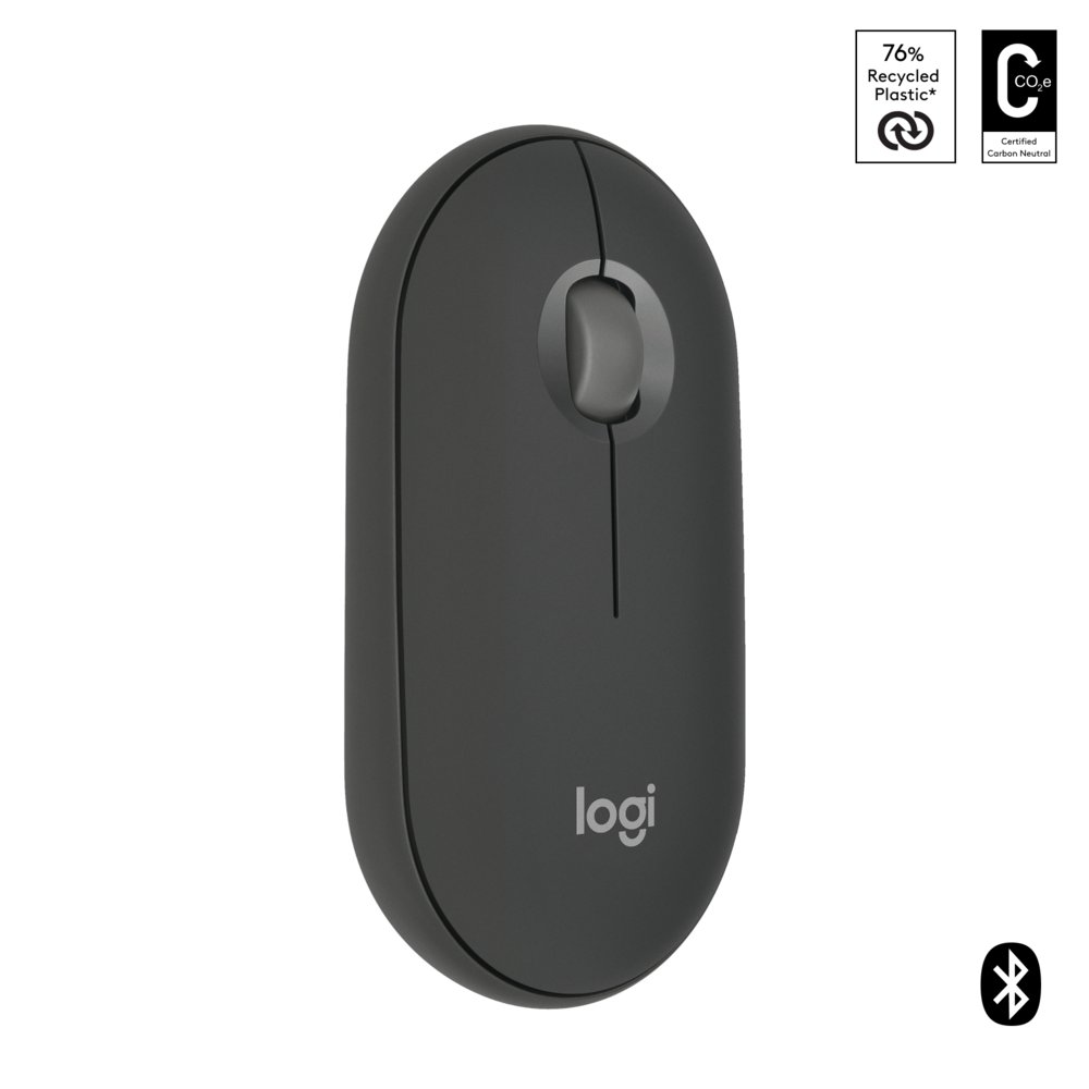 Logitech Pebble 2 M350s | Draadloze Muis | Links- en Rechtshandig | RF + Bluetooth | 4000 DPI | Grafiet 2 Logitech Pebble 2 M350s | Draadloze Muis | Links- en Rechtshandig | RF + Bluetooth | 4000 DPI | Grafiet - Afbeelding 2