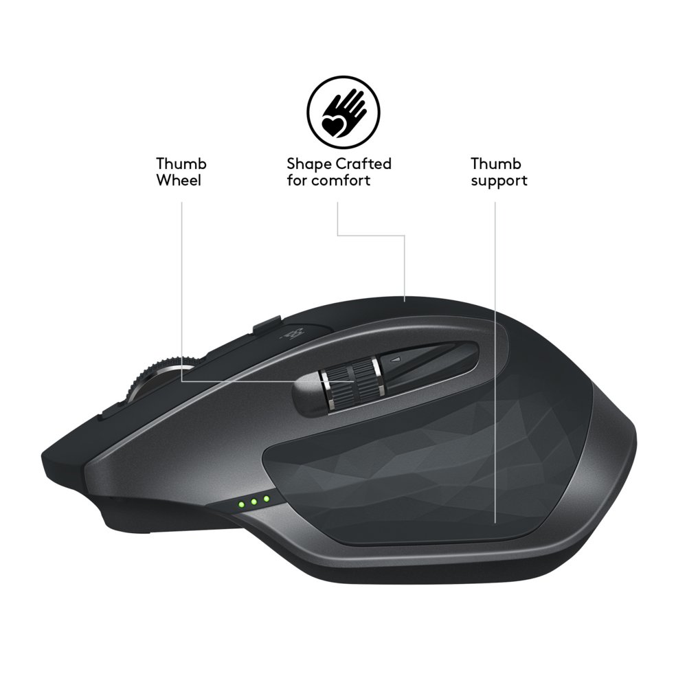 Logitech MX Master 2S | Draadloze Muis | Rechtshandig | RF + Bluetooth | 4000 DPI | Grafiet 6 Logitech MX Master 2S | Draadloze Muis | Rechtshandig | RF + Bluetooth | 4000 DPI | Grafiet - Afbeelding 6