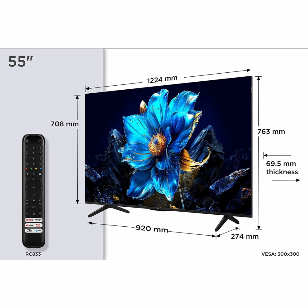TCL 55T69C | 55'' Ultra HD 4K | QLED Smart TV | Google TV | Dolby Vision | HDMI 2.1 | 60Hz 2 TCL 55T69C | 55'' Ultra HD 4K | QLED Smart TV | Google TV | Dolby Vision | HDMI 2.1 | 60Hz - Afbeelding 2