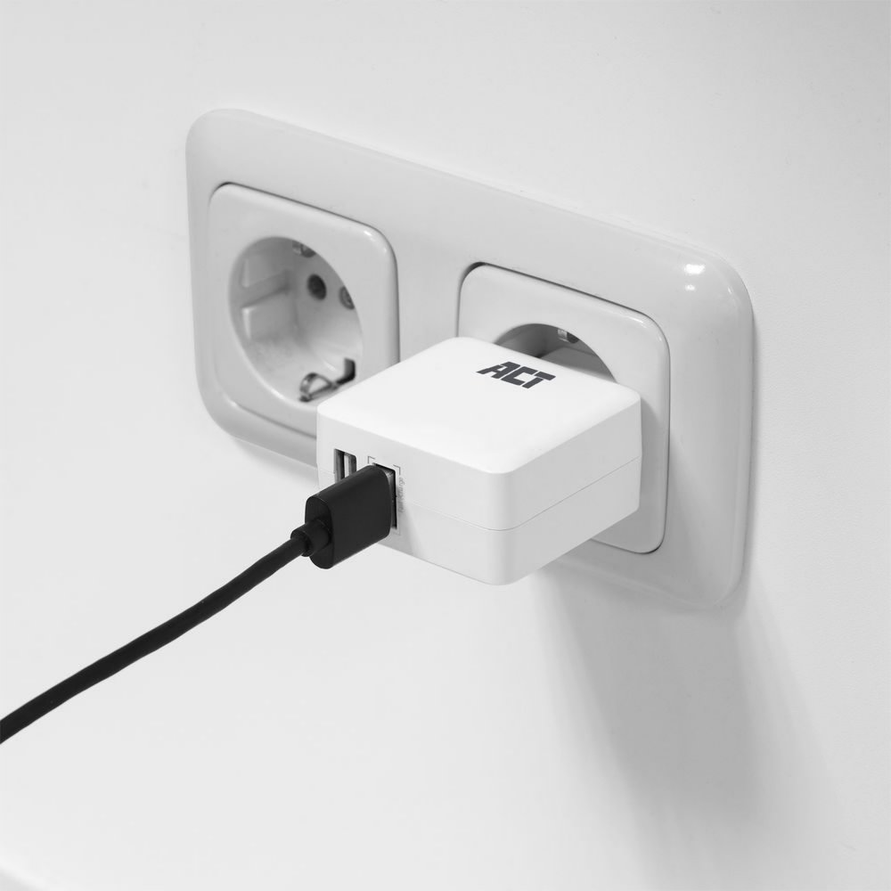 ACT AC2125 | Fast Charge Dual USB-A Oplader 30W | Wit 3 ACT AC2125 | Fast Charge Dual USB-A Oplader 30W | Wit - Afbeelding 3