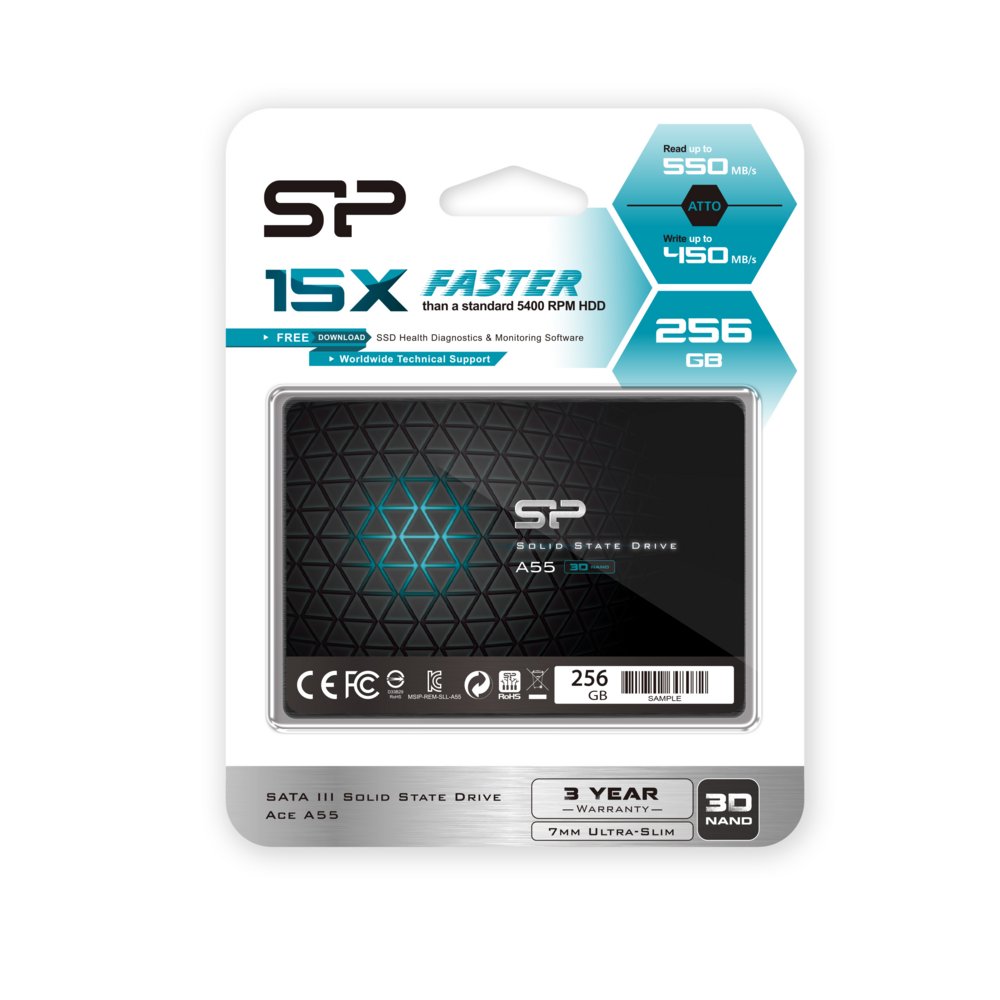 Silicon Power A55 | 256GB SATA SSD | 2.5'' | 460MB/s Lezen | 450MB/s Schrijven 2 Silicon Power A55 | 256GB SATA SSD | 2.5'' | 460MB/s Lezen | 450MB/s Schrijven - Afbeelding 2