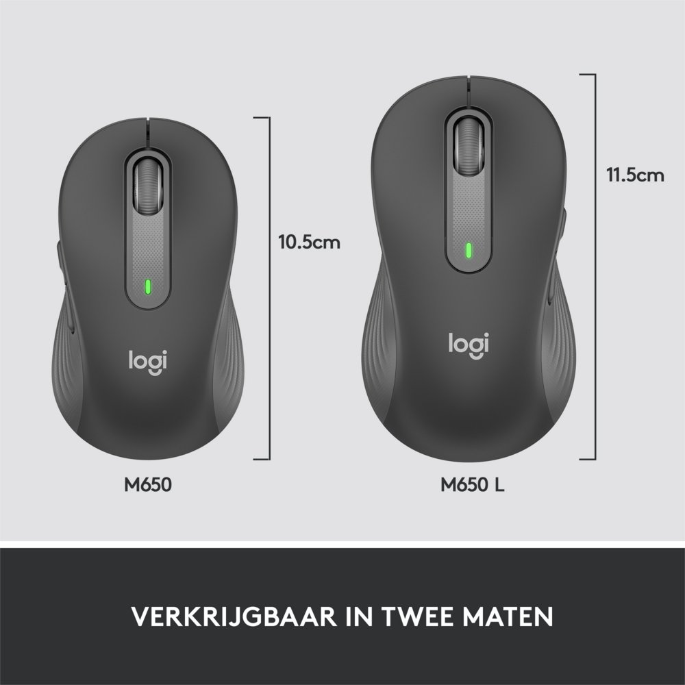 Logitech Signature M650 | Draadloze Muis | RF-Draadloos + Bluetooth | 1000 DPI | Grafiet 13 Logitech Signature M650 | Draadloze Muis | RF-Draadloos + Bluetooth | 1000 DPI | Grafiet - Afbeelding 13