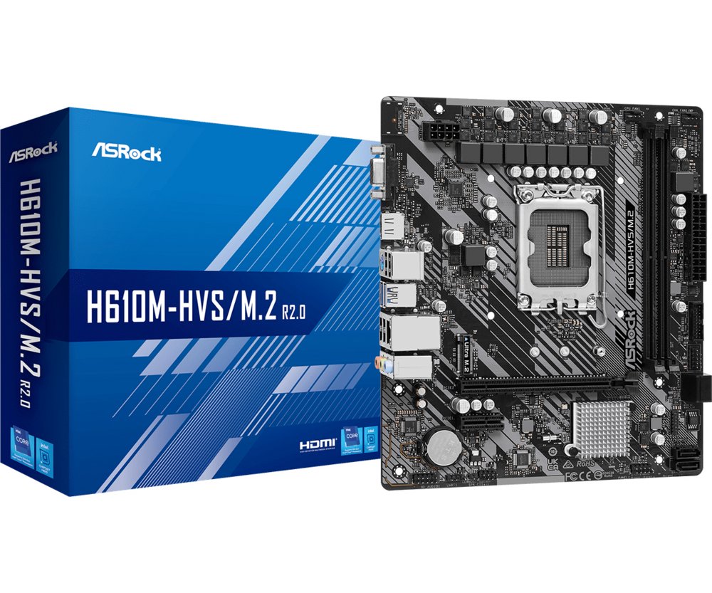 Asrock H610M-HVS/M.2 R2.0 | Socket LGA 1700 | Intel H610 | 4xDDR4 | Micro-ATX | Moederbord 1 Asrock H610M-HVS/M.2 R2.0 | Socket LGA 1700 | Intel H610 | 4xDDR4 | Micro-ATX | Moederbord